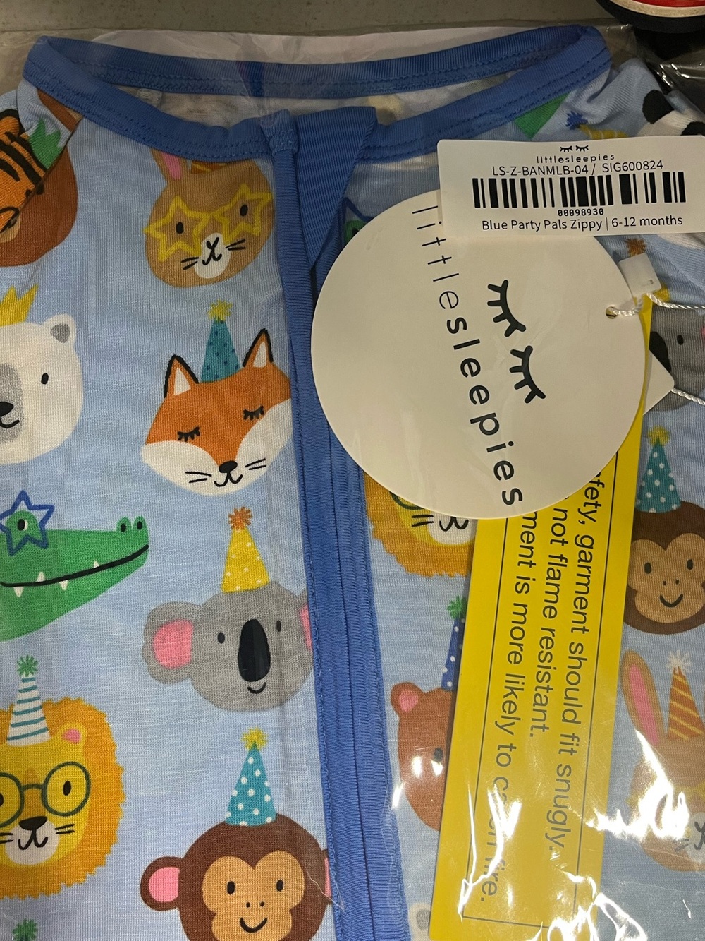 NEW Little Sleepies Blue Party Pals Zippy